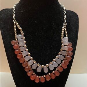 Two-Tone Pink Beaded Statement Necklace